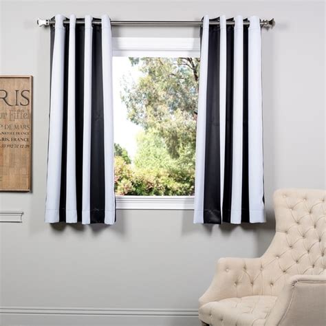 Exclusive Fabrics Awning Black White Stripe 63 Inch Blackout Curtain