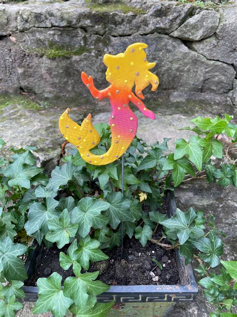 Mermaid Garden Stake Planter Picks Potted Plant Friends Plant Stake