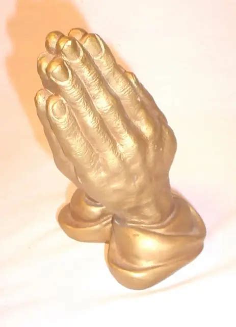 Vintage 1989 Universal Statuary Gold Praying Hands Gilt Hollywood
