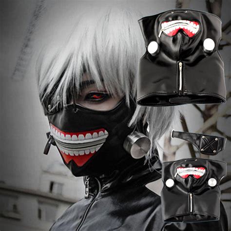 Adjustable Tokyo Ghoul Kaneki Ken Zipper Cosplay Masks Pu Leather Mask