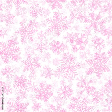 Christmas Seamless Pattern Of Snowflakes Pink On White Background
