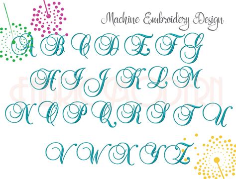 Fancy Script Monogram Font Embroidery Design 2 Inch And 3 Inch Etsy
