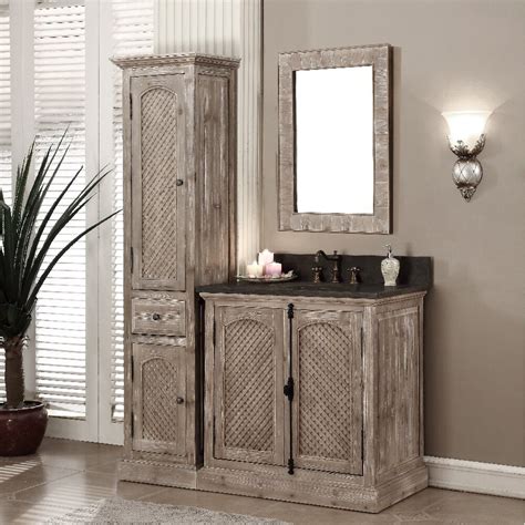 Wall cabinets give yourself extra room to store toiletries, towels and more with a side cabinet or valet. Loon Peak Vice 37" Single Bathroom Vanity Set with Linen ...