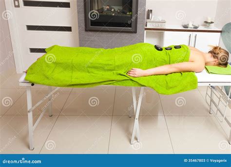 Beauty Salon Woman Getting Spa Hot Stone Therapy Massage Stock Image Image 35467803
