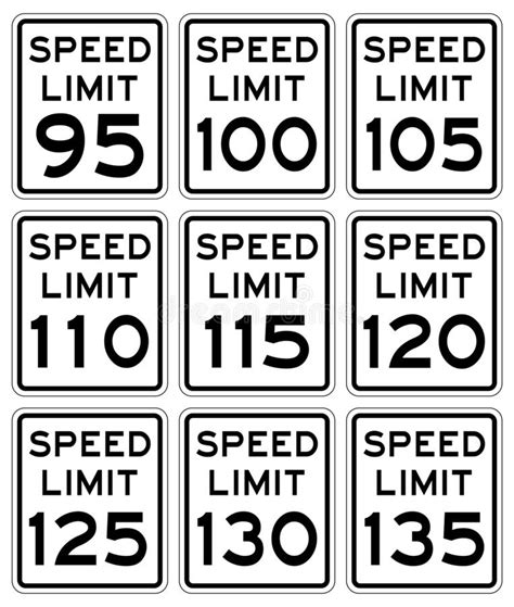Speed Limit Sign Set Stock Vector Illustration Of Board 174019505