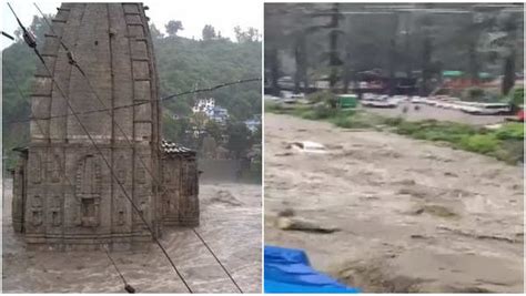 Himachal Pradesh Rains Mandi S Panchvaktra Temple Submerged Due To Spate In Beas River Cars