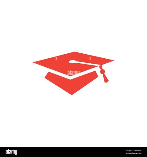 Graduation Hat Red Icon On White Background Red Flat Style Vector