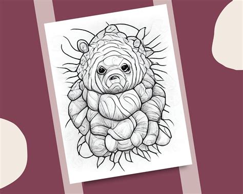 10 Cute Tardigrades Coloring Pages Water Bear Printable Etsy