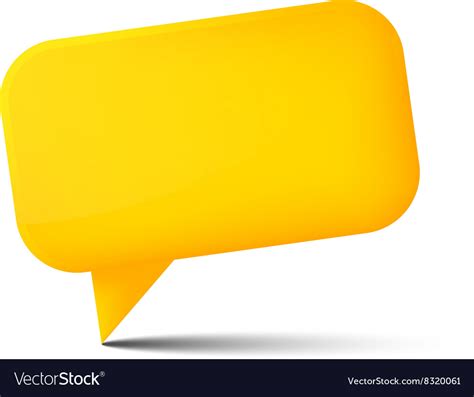 Abstract Yellow Glossy Speech Bubble With Shadow Vector Image