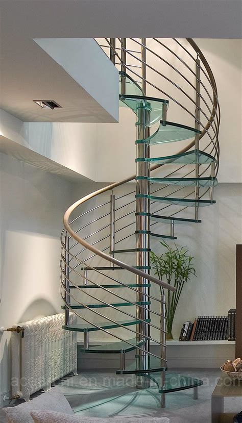 China Modern Design Stainless Steel Glass Spiral Staircasespiral