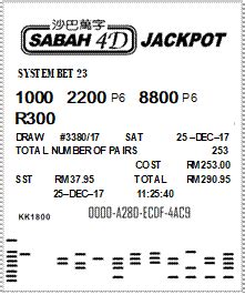 In these games, you win when your 4d number matches one of the winning numbers drawn. Welcome to Sabah 88