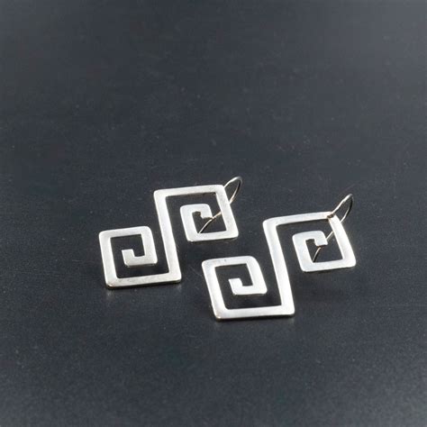 Greek Key Sterling Silver Large Earrings Infinity Symbol Statement