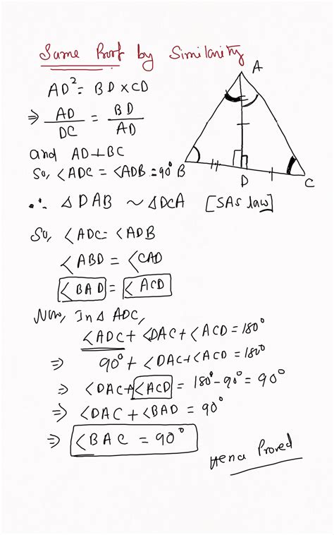 update ans in triangle abc ad perpendicular to bc and ad2 bd x cd prove that triangle abc is