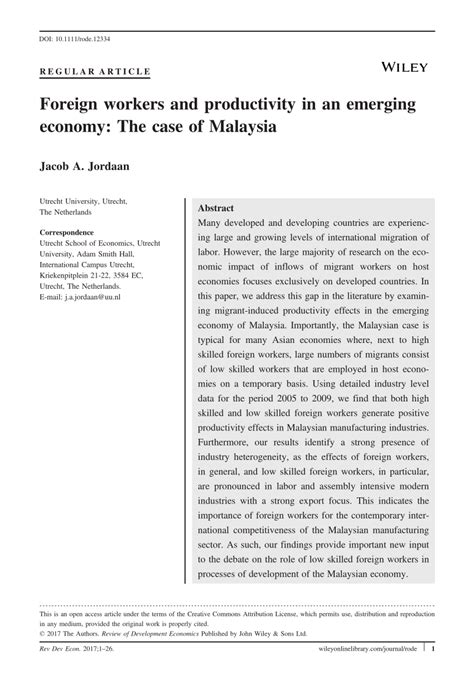 Are foreign nationals, mostly from pakistan, india and bangladesh.4 on 1 may large scale arrests were in march, the malaysian government announced that migrants, including undocumented workers, refugees and. (PDF) Foreign workers and productivity in an emerging ...