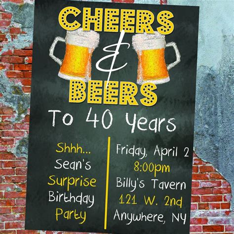 Cheers And Beers Invitation Etsy Cheers And Beers To 40 Years