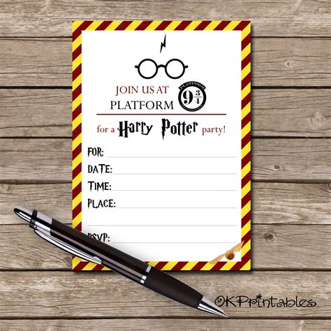 Harry Potter Printable Birthday Invitations