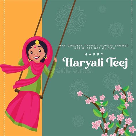 Happy Haryali Teej Banner Design Stock Vector Illustration Of Dress