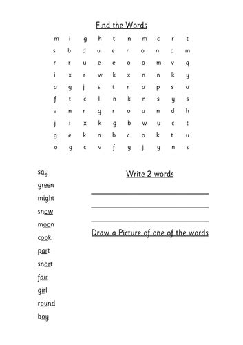 Rwi Set 2 Green Words Wordsearches X 6 Teaching Resources