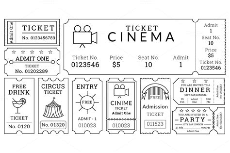 ticket templates pack illustrations  creative market