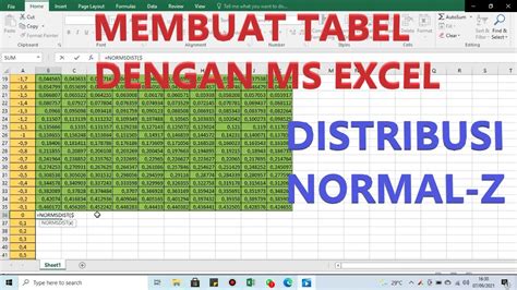 Cara Membuat Tabel Distribusi Normal Baku Di Excel Hongkoong The Best