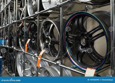 Rack With Car Wheels Stock Photo Image Of Store Shop 109446996