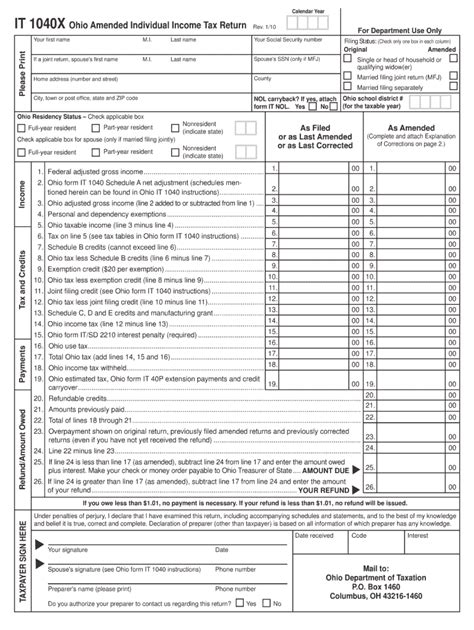 It 1040x Ohio Instructions Form Fill Out And Sign Printable Pdf