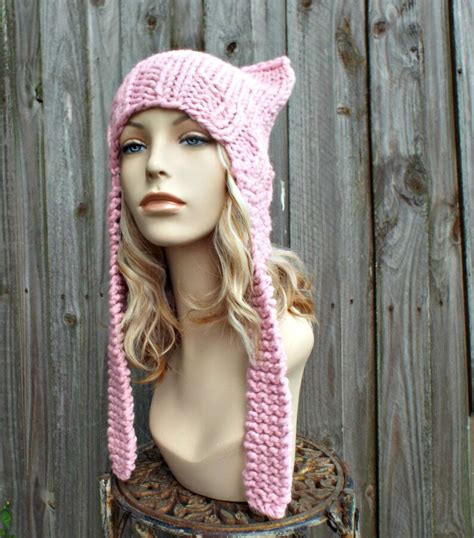 Pink Pussyhat Pink Pussy Hat Pink Cat Hat Chunky Knit Hat Etsy