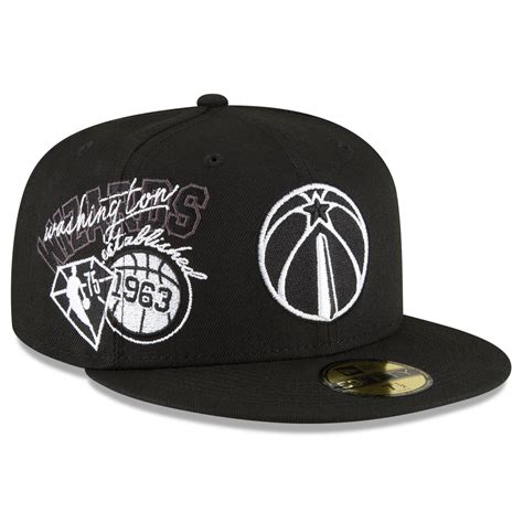 Mens New Era Black Washington Wizards Back Half 59fifty Fitted Hat