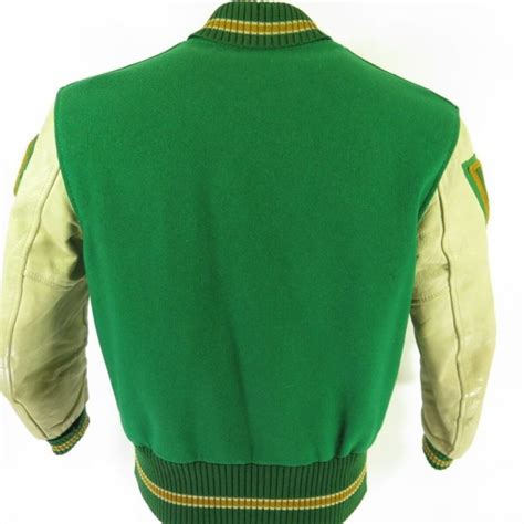 Vintage 70s Varsity Letterman Jacket Mens 42 Whiting Two Tone Chenille