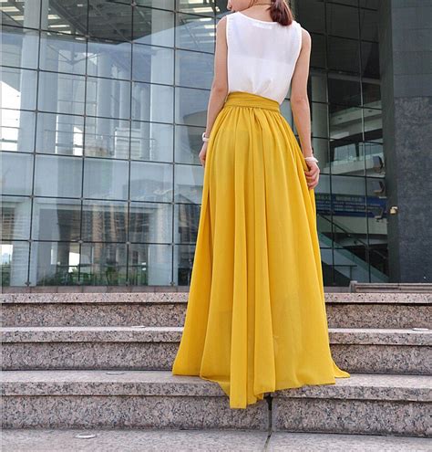 High Waist Maxi Skirt Chiffon Silk Skirts Beautiful Bow Tie Etsy Maxi Skirt Outfits Prom