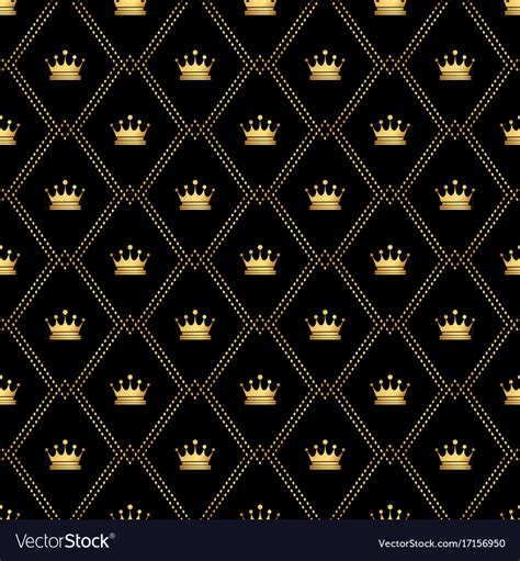 Abstract Seamless Pattern With Golden Crowns Vector Image
