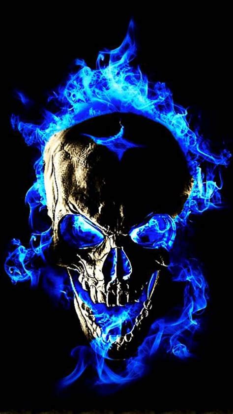 Blue Flame Skull Fire Coolest Skull Wallpaper For Free Skull Flame