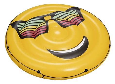 Smiley Face Island Inflatable Pool Float With Grab Rope 74in Mime