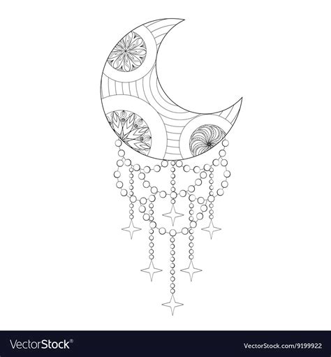 Bohemian Moon Hand Drawn Zentangle Artistic Moon Vector Image