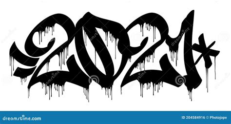 2021 Number In Graffiti Marker Letters Style Vector Banner Isolated