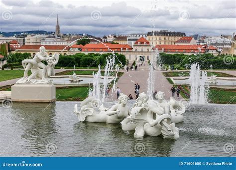 Baroque Fountain In Belvedere Garden In Vienna Austria Stock Photo