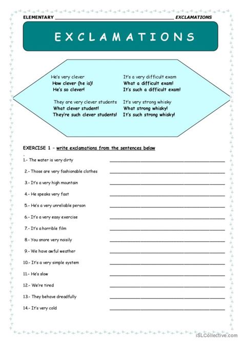 Exclamations English Esl Worksheets Pdf And Doc