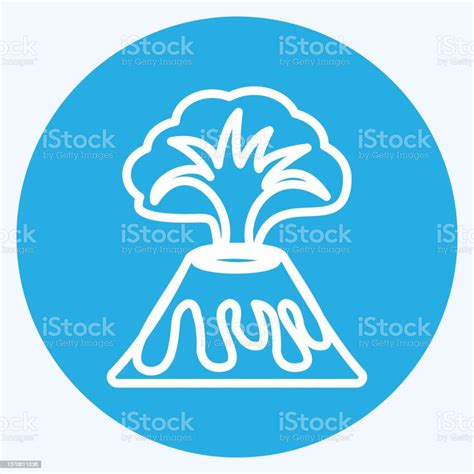 Volcano Erupting Icon In Trendy Blue Eyes Style Isolated On Soft Blue