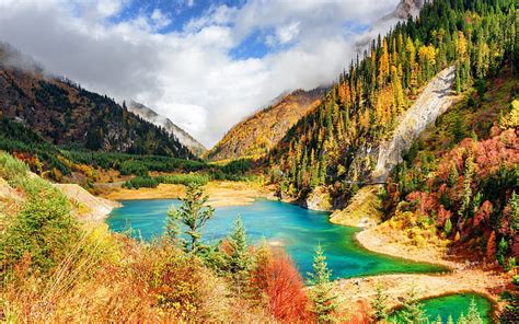 2k Free Download Forest Mountain Lake Jiuzhaigou China Hd
