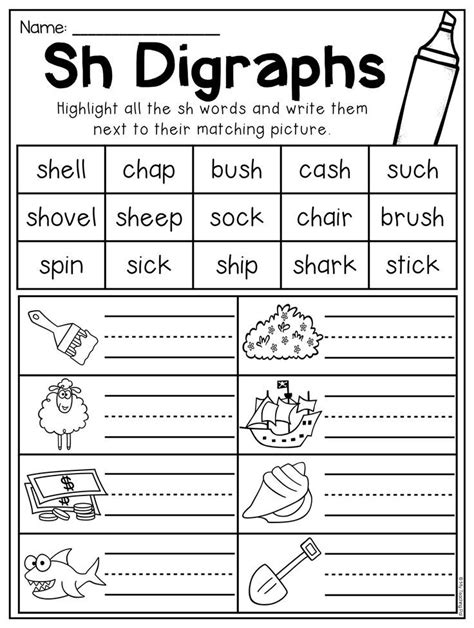 Consonant Digraph Worksheet 1st Grade