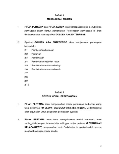 6th maret 2021 11 min read. Contoh surat perjanjian Perkongsian perniagaan | AKU dan ...