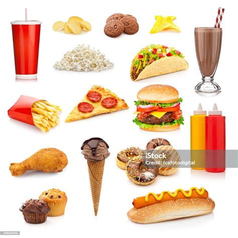 Unhealthy Food Isolated On White Background Stock Photo Download
