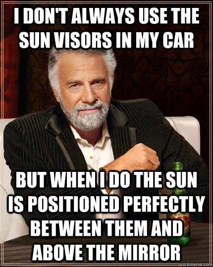 i don t always use the sun visors in my car but when i do the sun is positioned perfectly