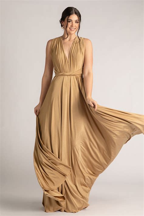Luxe Ballgown Multiway Infinity Dress In Light Gold Modelchic