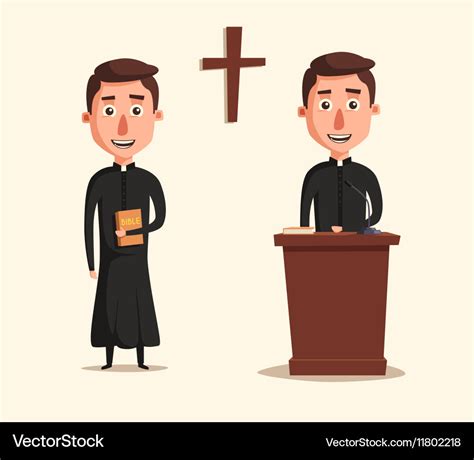 Young Catholic Priest Cartoon Royalty Free Vector Image