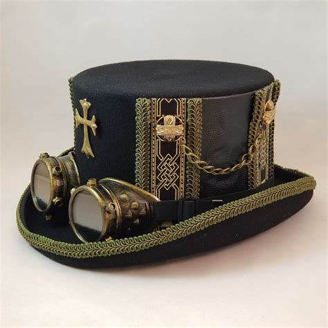 Celtic Steampunk Top Hat With Goggles Etsy Accessoarer Tatueringsidéer