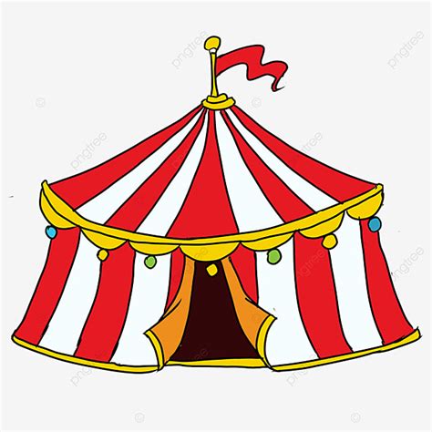 Cute Cartoon Style Golden Yellow Decoration Red And White Circus Tent