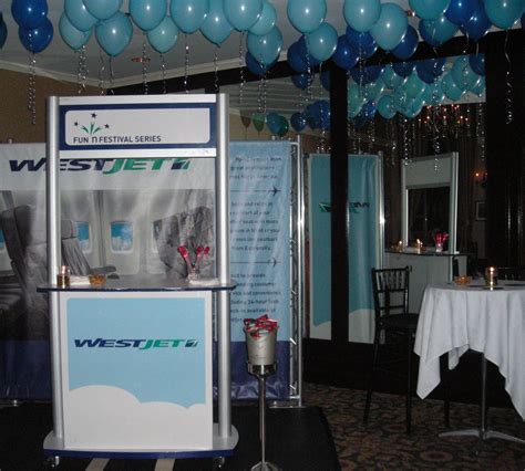 WestJet check-in booth | Corporate party, Branding, Fun