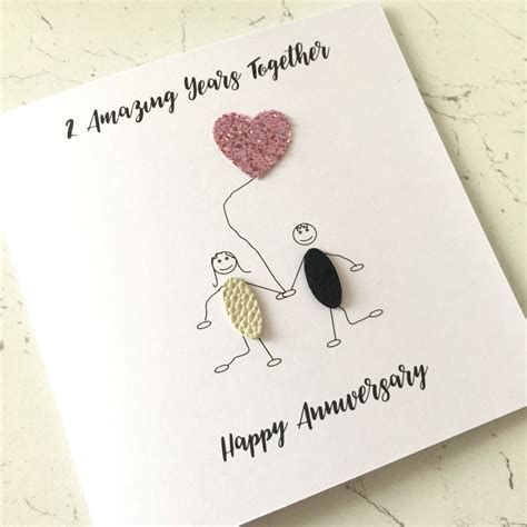 2nd Wedding Anniversary Card Cotton Anniversary Card Him Her Husband