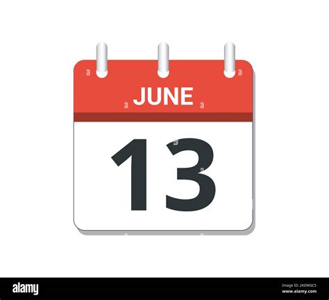 June 13th Calendar Icon Vector Concept Of Schedule Business And Tasks